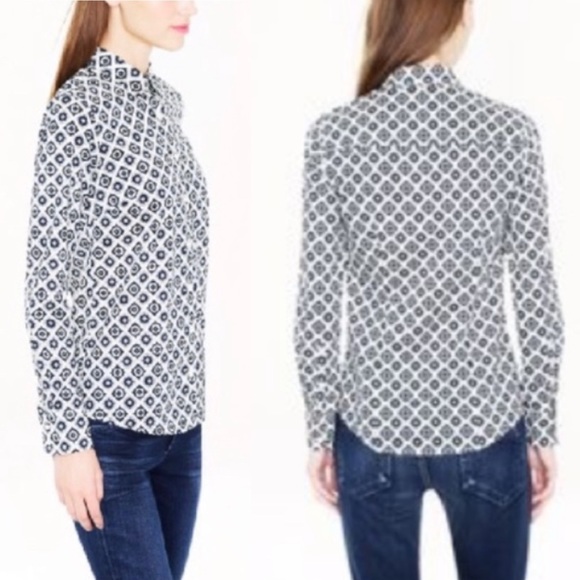 J. Crew Perfect Fit Foulard Print Button Up Shirt - Picture 2 of 8